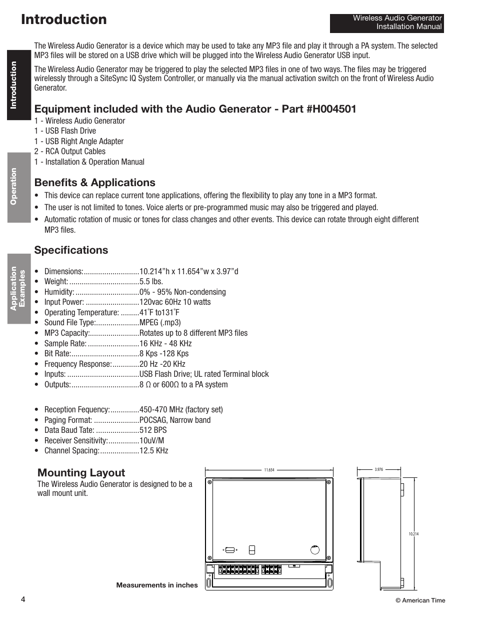 Introduction | American Time Wireless Audio Generator User Manual | Page 4 / 12