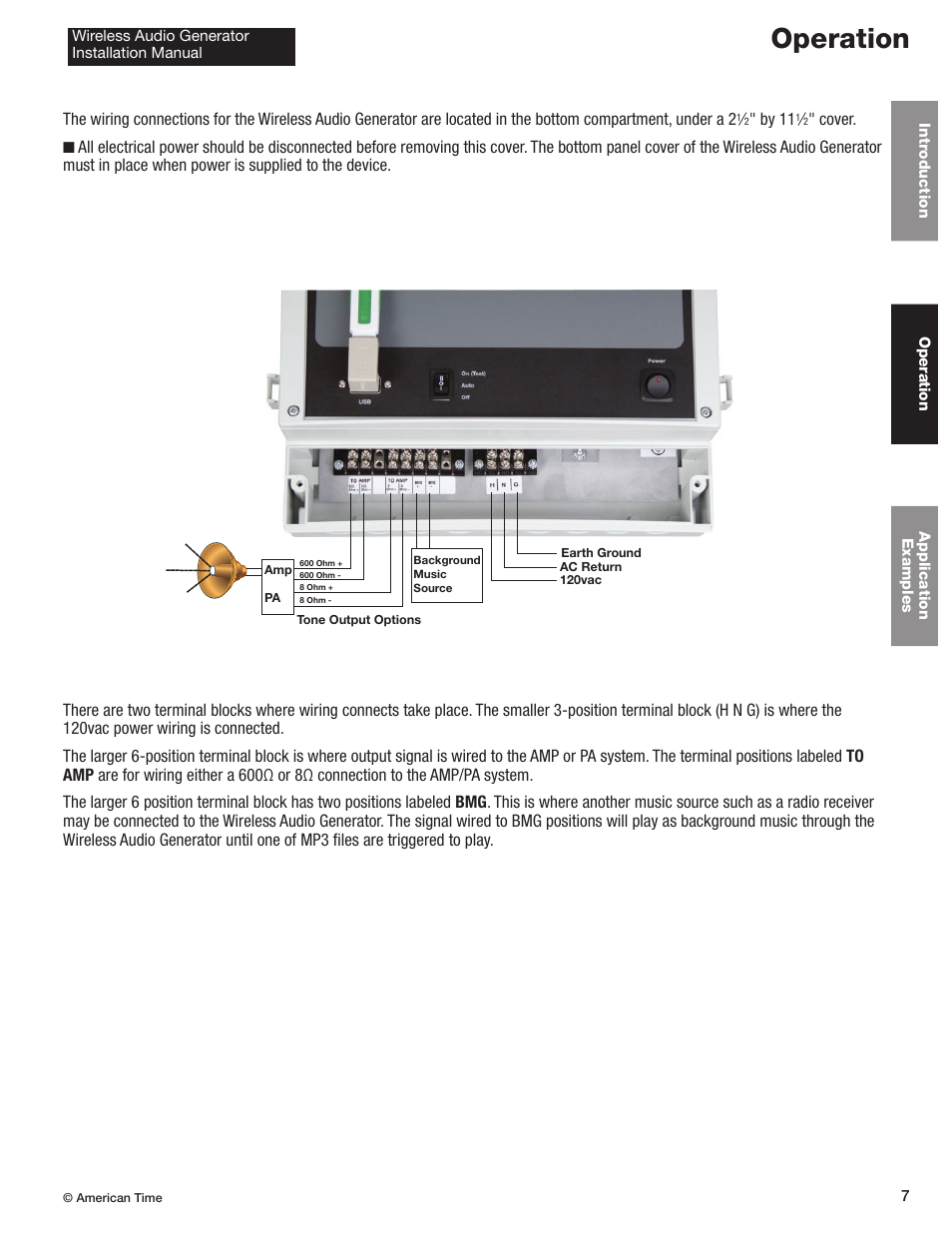 Operation | American Time Wireless Audio Generator User Manual | Page 7 / 12