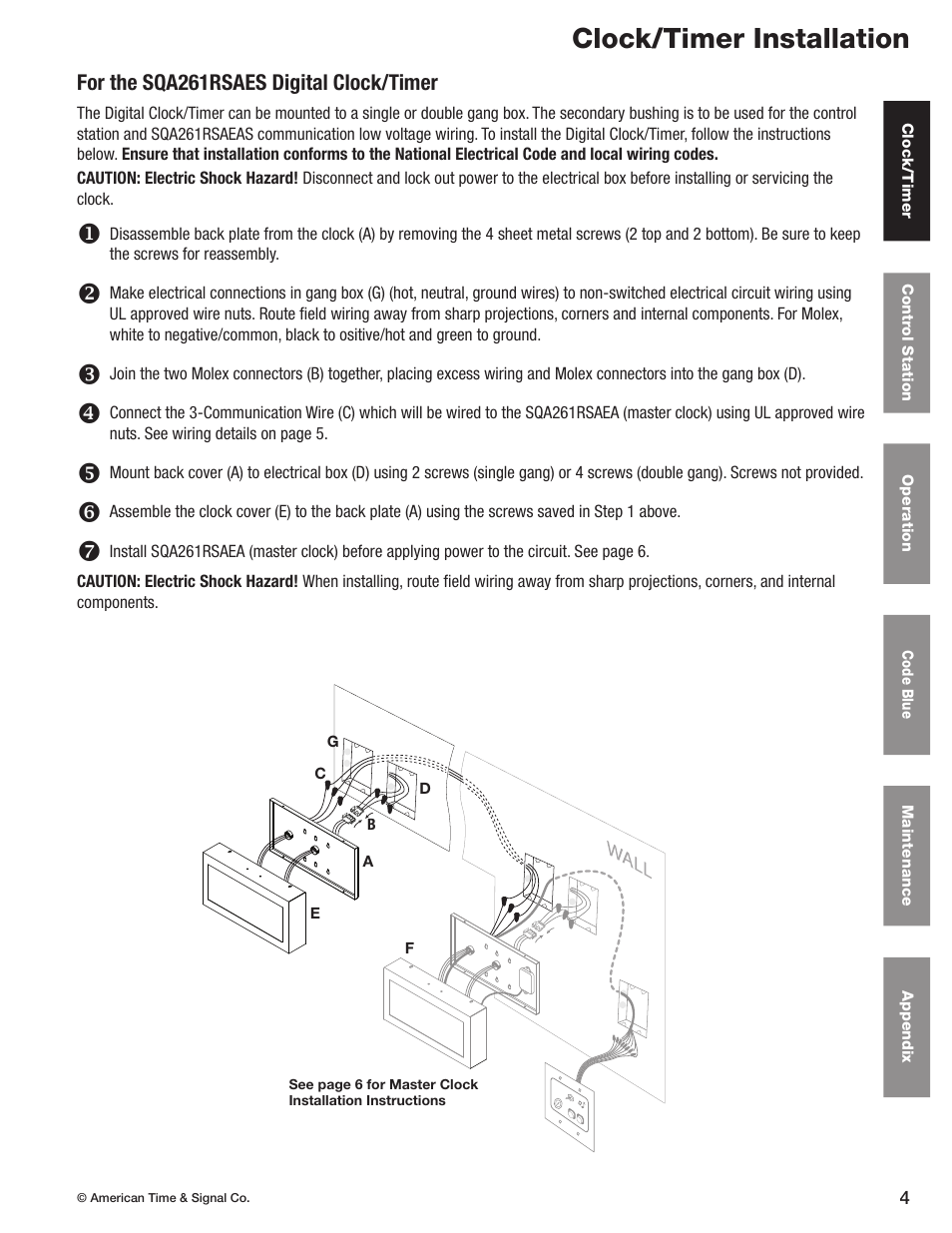 Clock/timer installation | American Time Wireless Digital 2.3 Elapsed Timer with Code Blue User Manual | Page 5 / 16