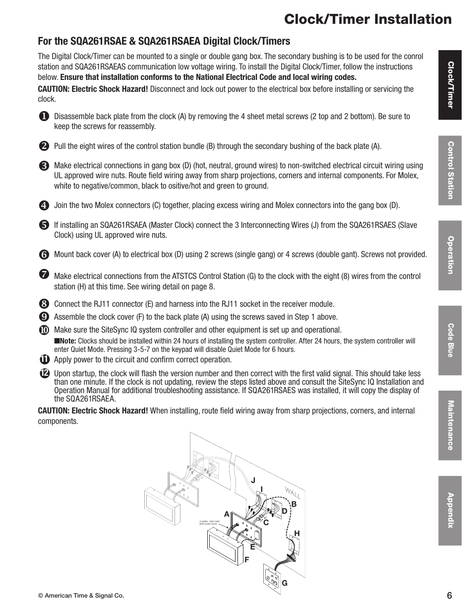 Clock/timer installation | American Time Wireless Digital 2.3 Elapsed Timer with Code Blue User Manual | Page 7 / 16