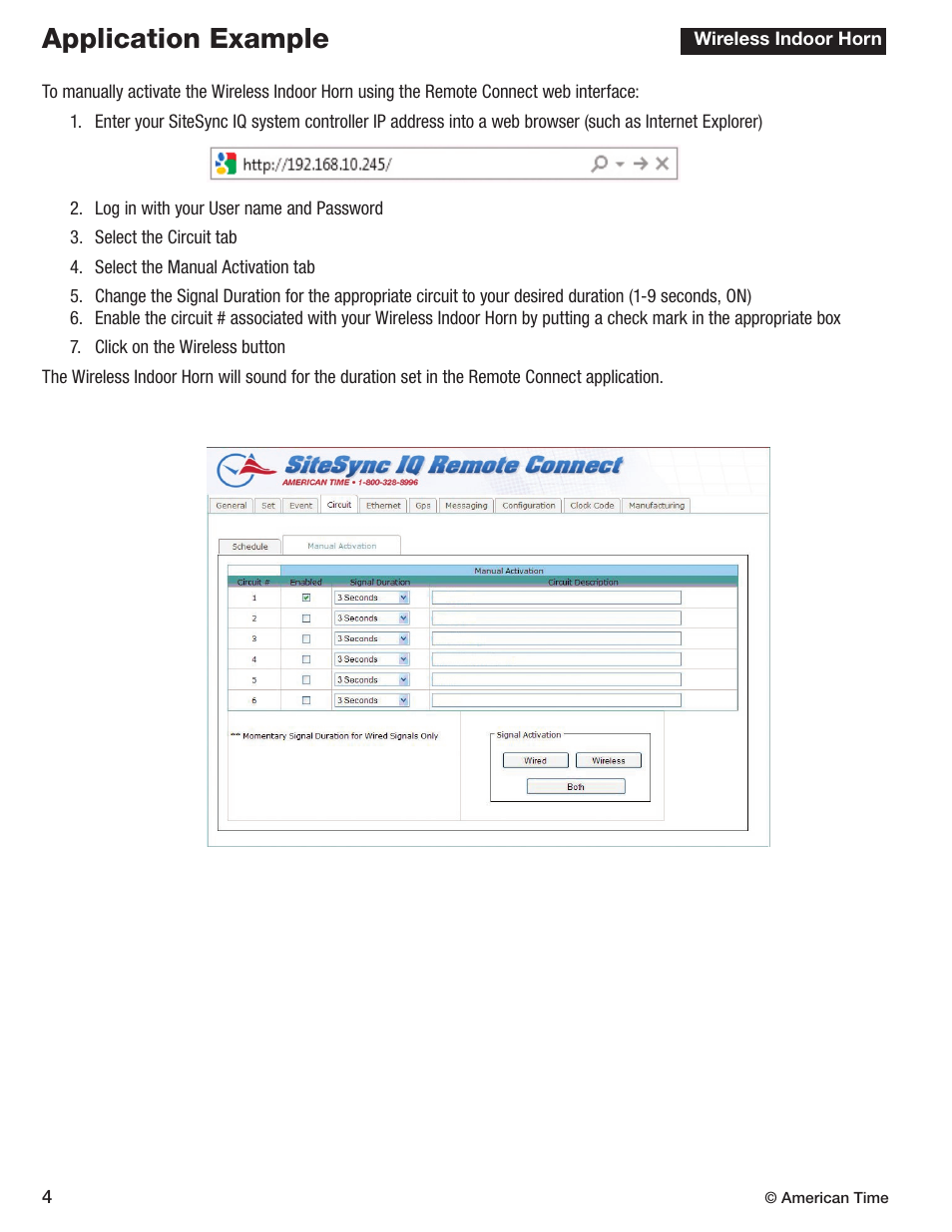 Application example | American Time Wireless Indoor Horn User Manual | Page 6 / 6