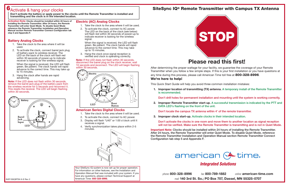 American Time Remote Transmitter 25 Watt User Manual | 2 pages