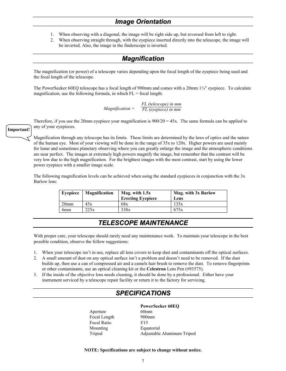 Celestron 60EQ User Manual | Page 7 / 9