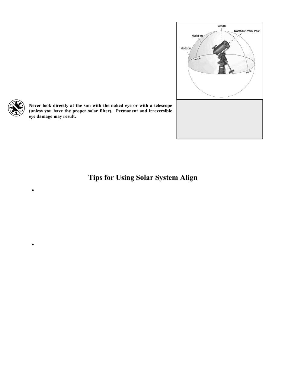 Tips for using solar system align | Celestron CGEM 1100 User Manual | Page 20 / 71