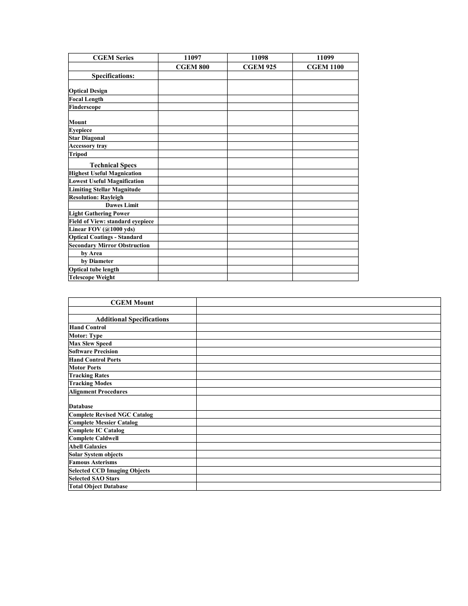 Appendix a – technical specifications | Celestron CGEM 1100 User Manual | Page 56 / 71