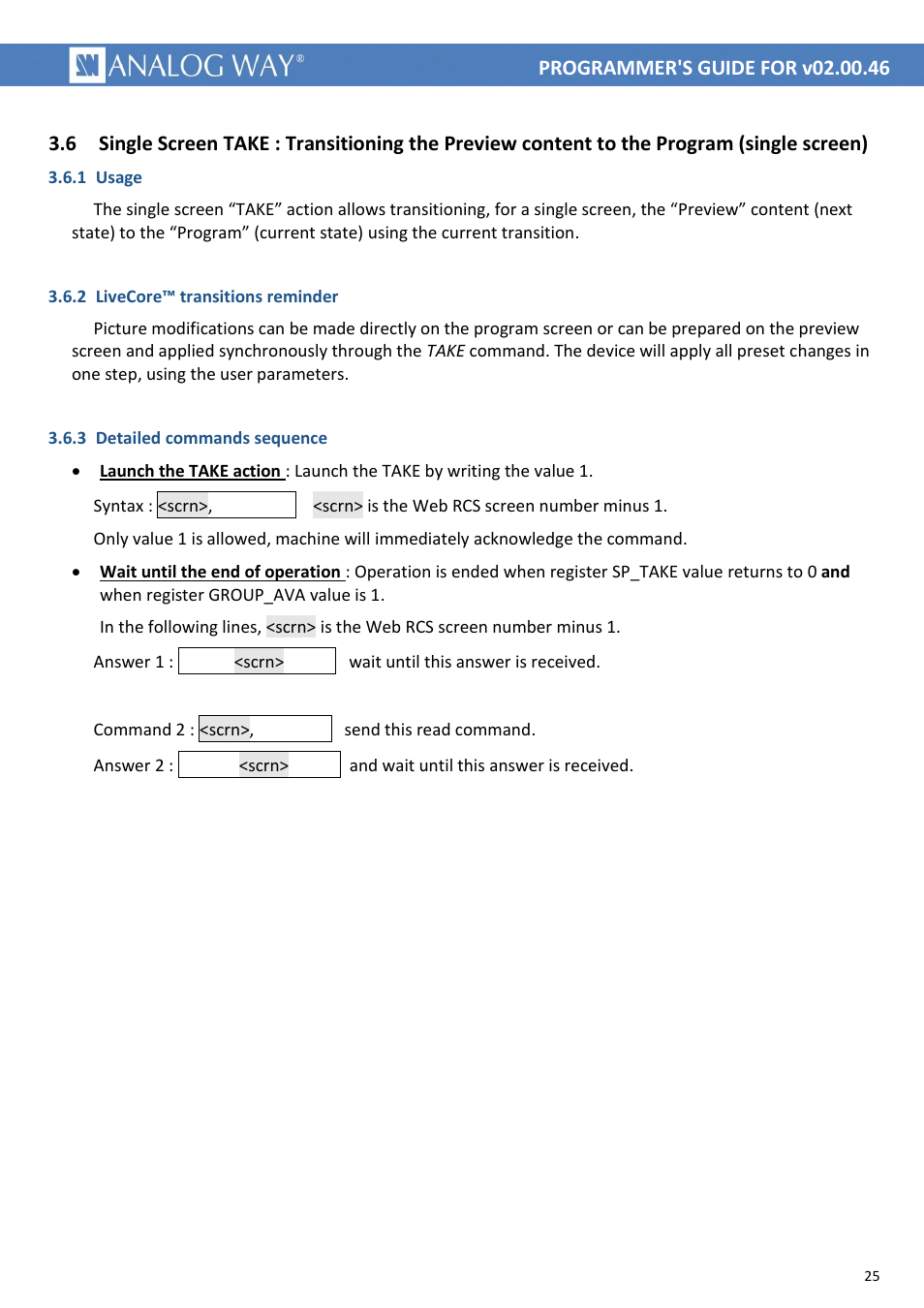 1spctk, Spctk, Gcava | Analog Way LIVECORE PLATFORM TPP Current Programmer's Guide User Manual | Page 25 / 44
