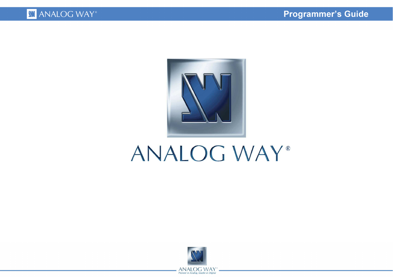 Analog Way SMART QUAD - Ref. SQD200 Programmer's Guide User Manual | 66 pages