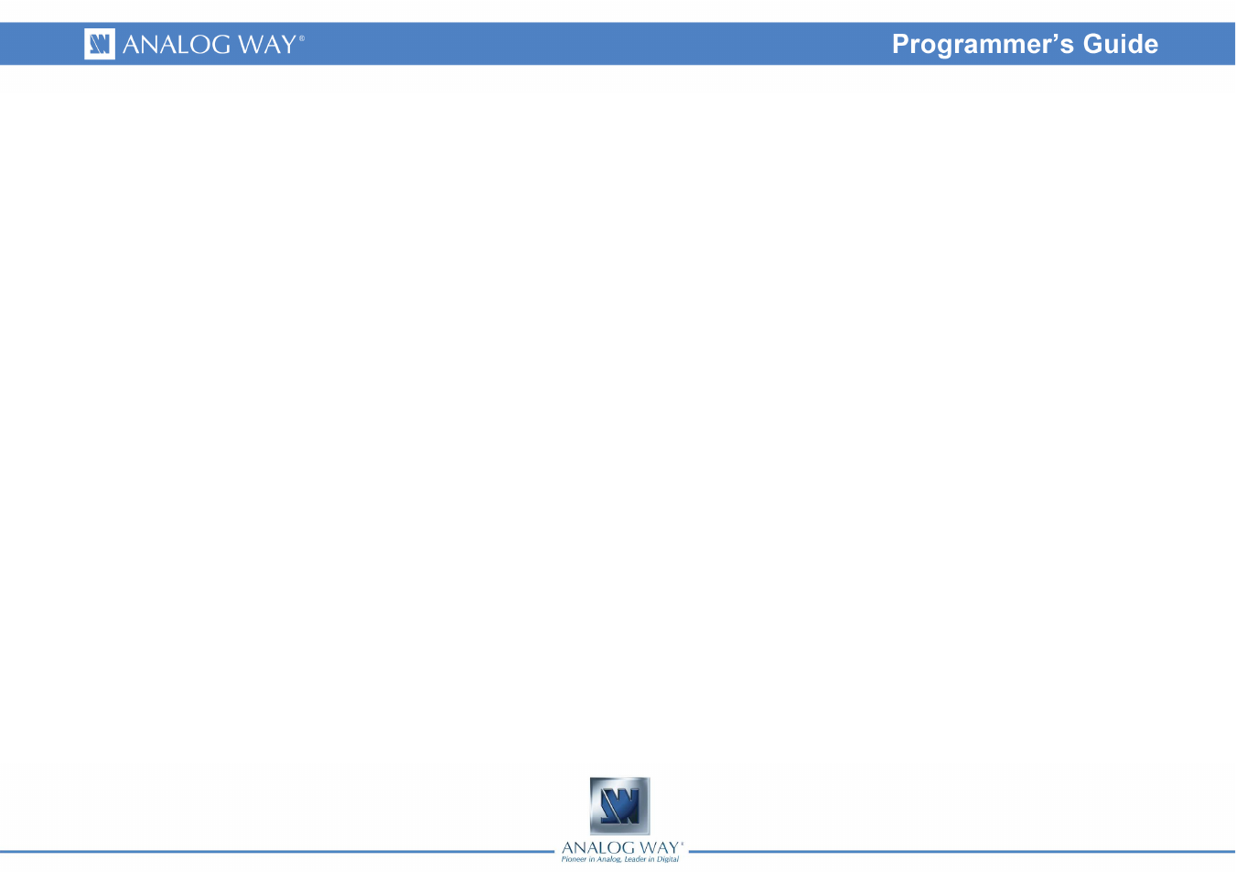 Analog Way SMART QUAD - Ref. SQD200 Programmer's Guide User Manual | Page 2 / 66