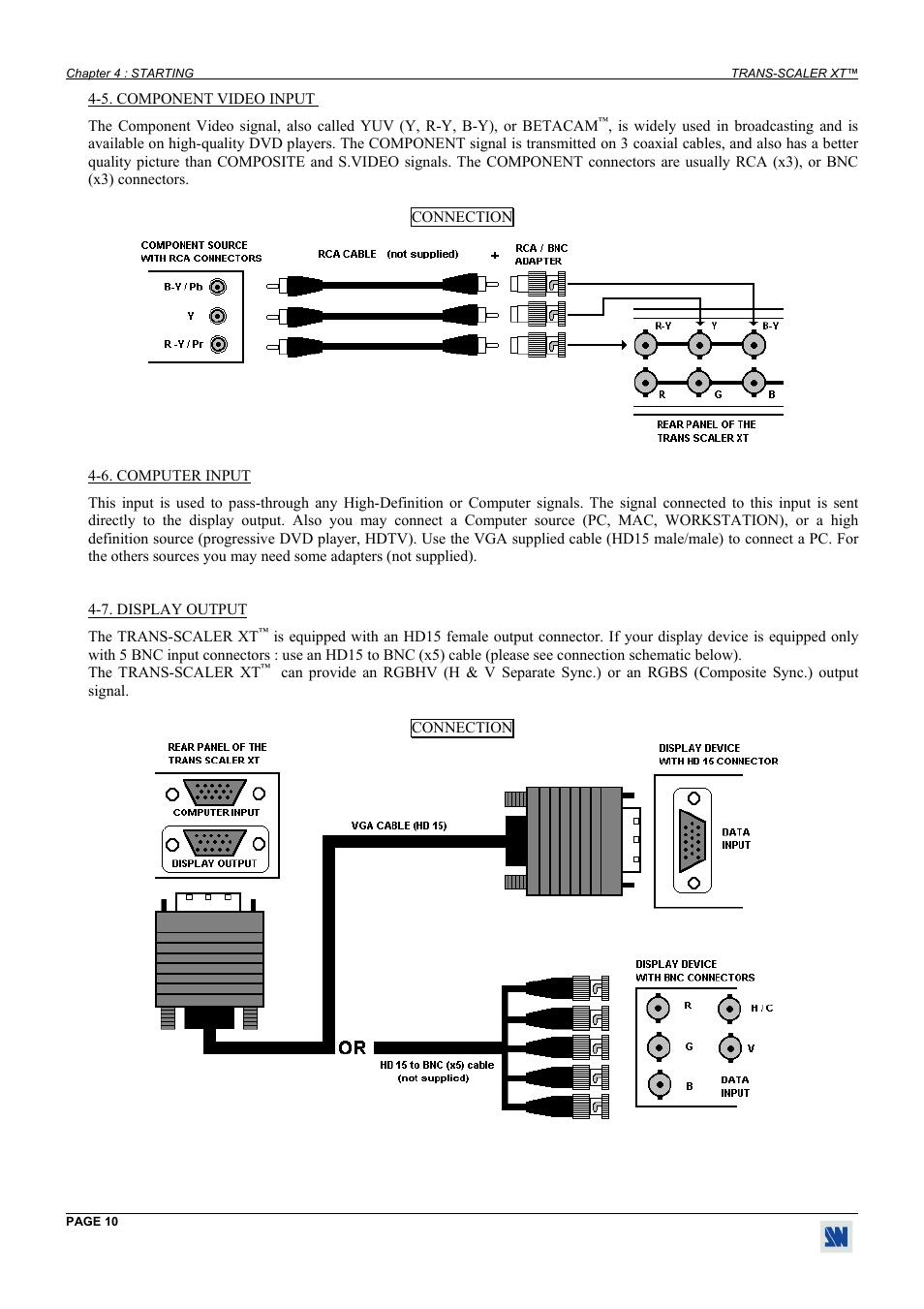 Component video input, Computer input, Display output | Analog Way Trans-Scaler XT - TSC550 User Manual | Page 10 / 26