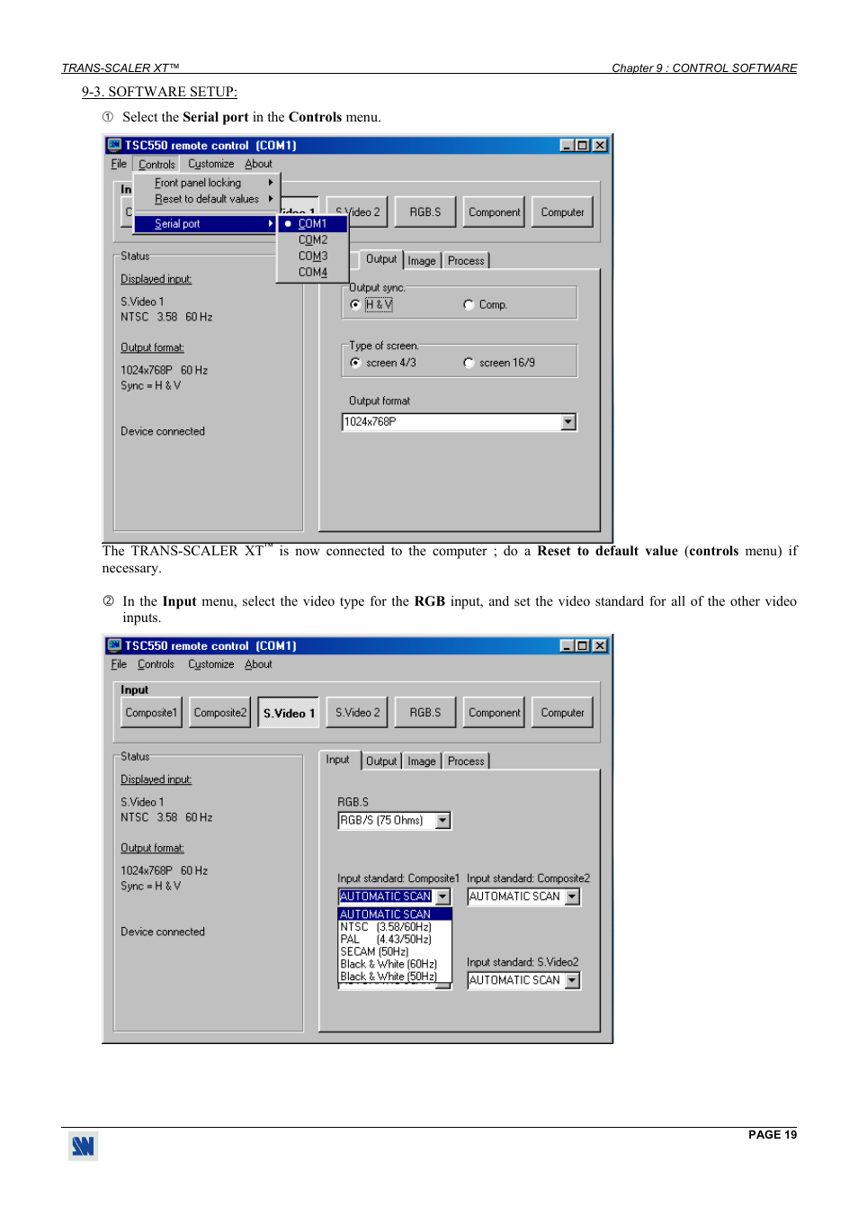 Software setup | Analog Way Trans-Scaler XT - TSC550 User Manual | Page 19 / 26