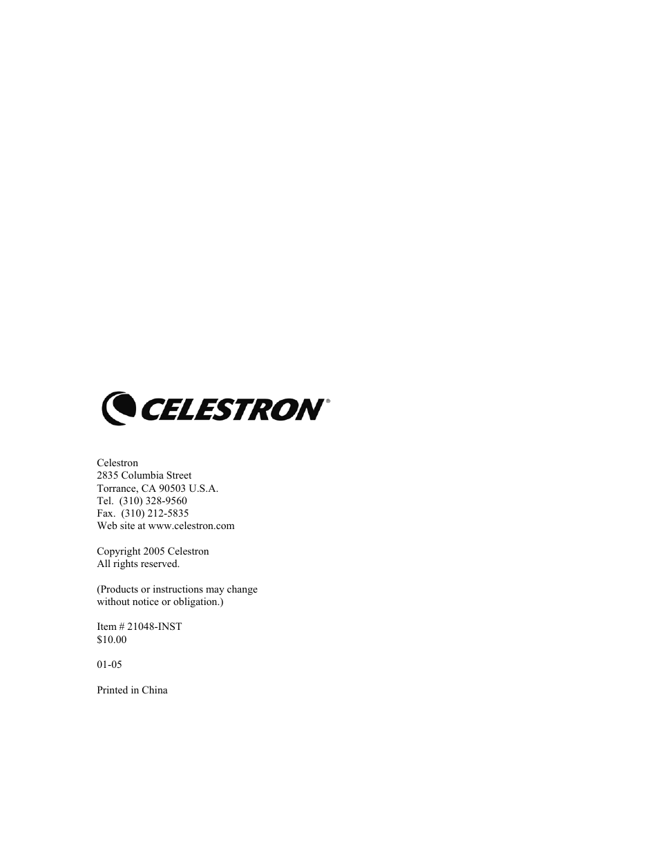 Celestron Ultima 80 User Manual | Page 19 / 19