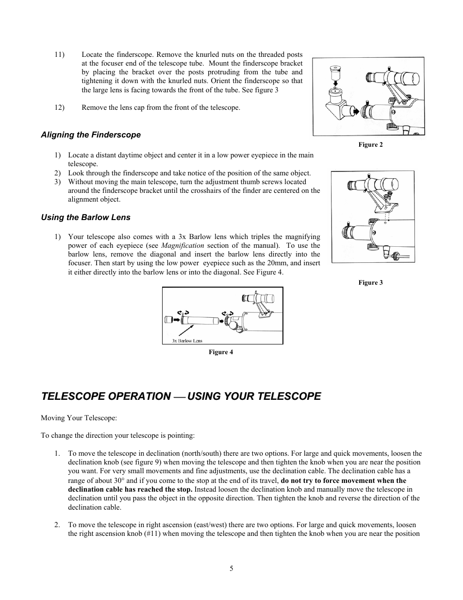 Aligning the finderscope, Telescope operation ( using your telescope | Celestron Ultima 80 User Manual | Page 5 / 19