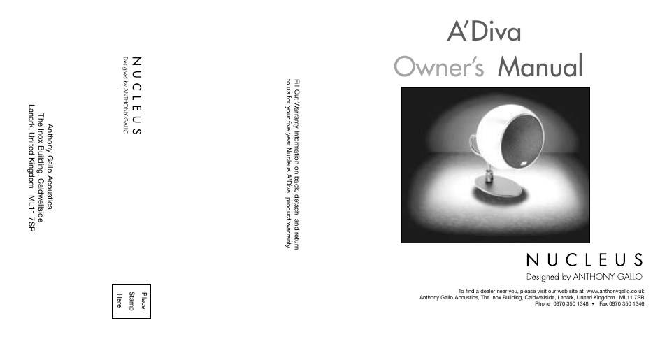 Anthony Gallo A'Diva User Manual | 6 pages