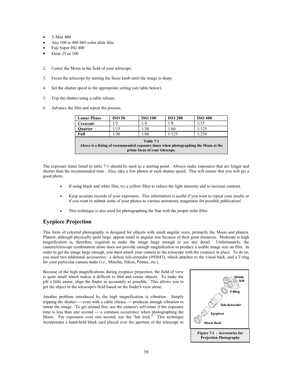 Eyepiece projection | Celestron C8-S User Manual | Page 39 / 69