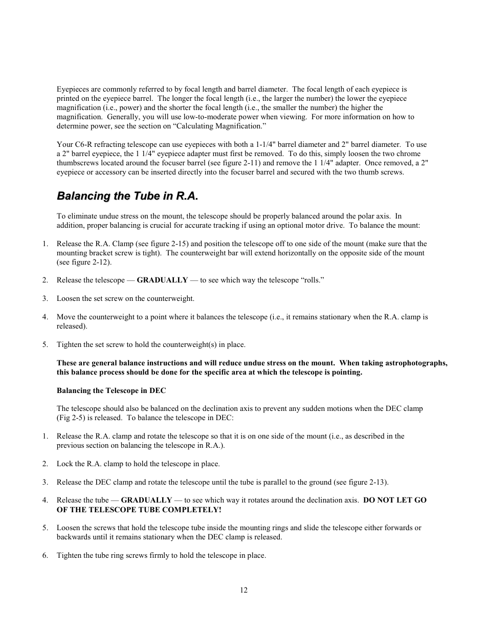 Celestron Advanced Series C6-R User Manual | Page 12 / 69