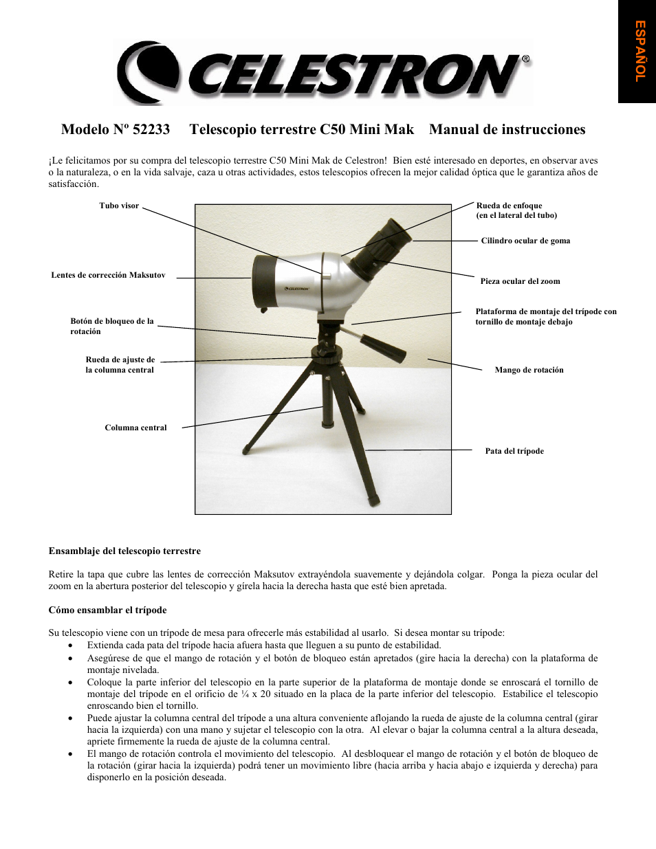 Celestron Mini Mak Spotting Scope 52233 User Manual | Page 5 / 10