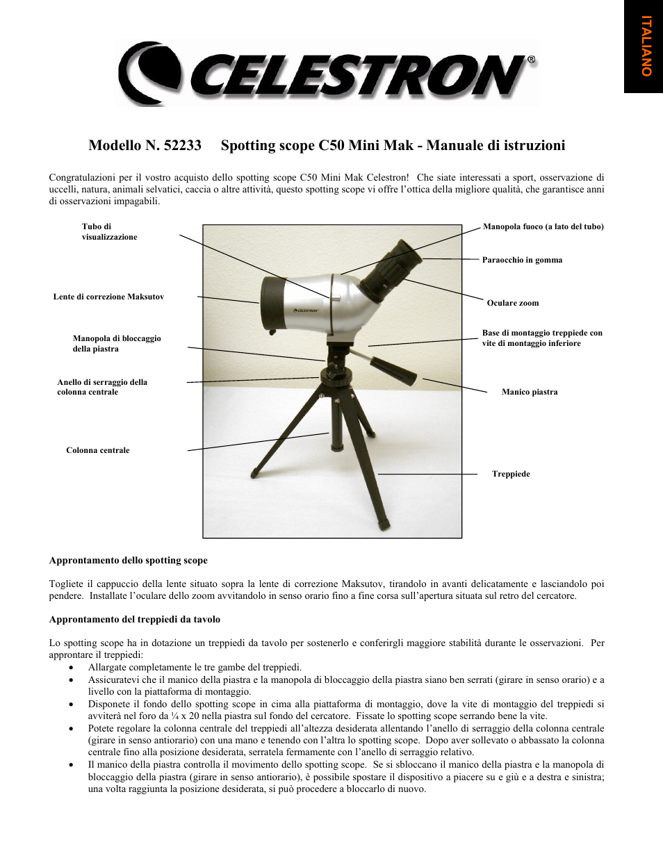 It a l ia n o | Celestron Mini Mak Spotting Scope 52233 User Manual | Page 9 / 10