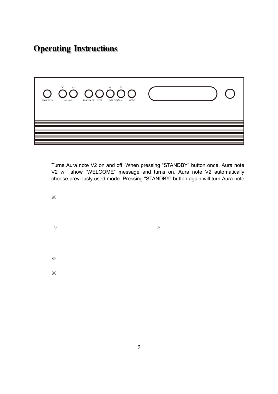 Operating instructions, Front panel operation | April Music Aura note V2 User Manual | Page 10 / 20
