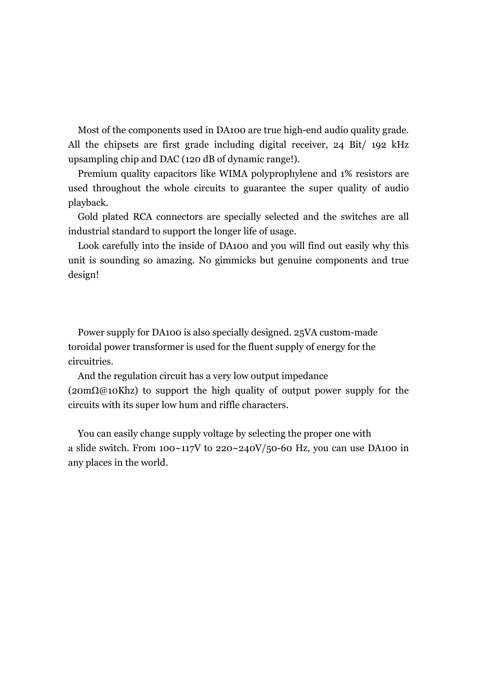 3) premium quality components, 4) powerful power supply | April Music Stello DA100 User Manual | Page 4 / 14