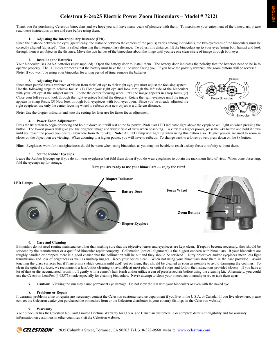 Celestron 72121 User Manual | 5 pages