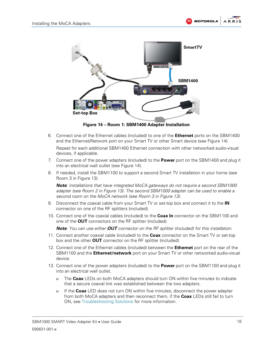 Figure 14 – room 1: sbm1400 adapter installation | ARRIS SBM1000 User Guide User Manual | Page 26 / 82