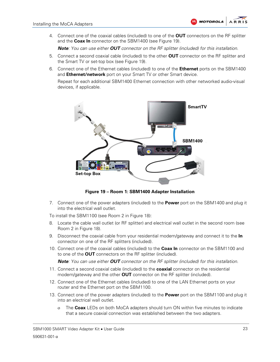 Figure 19 – room 1: sbm1400 adapter installation | ARRIS SBM1000 User Guide User Manual | Page 31 / 82