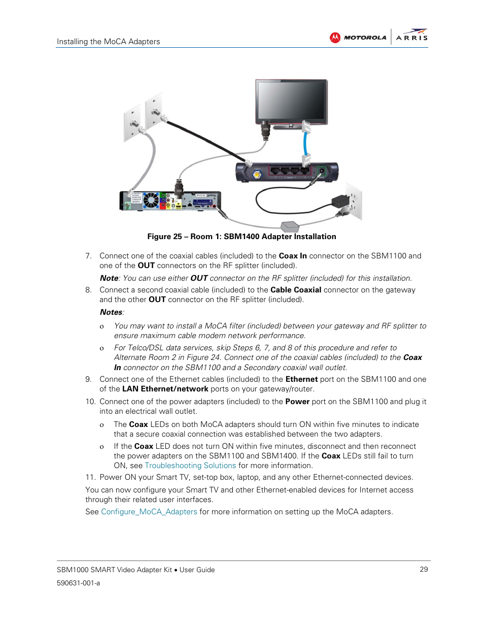 Figure 25 – room 1: sbm1400 adapter installation | ARRIS SBM1000 User Guide User Manual | Page 37 / 82