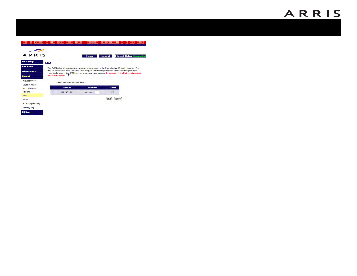 Configuring the dmz | ARRIS WTM552 User Guide User Manual | Page 44 / 79