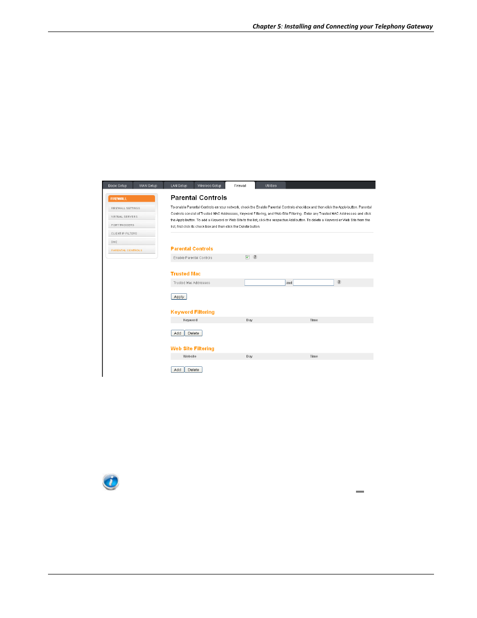 Making your parental control settings | ARRIS TG2472G-NA User Guide User Manual | Page 28 / 44