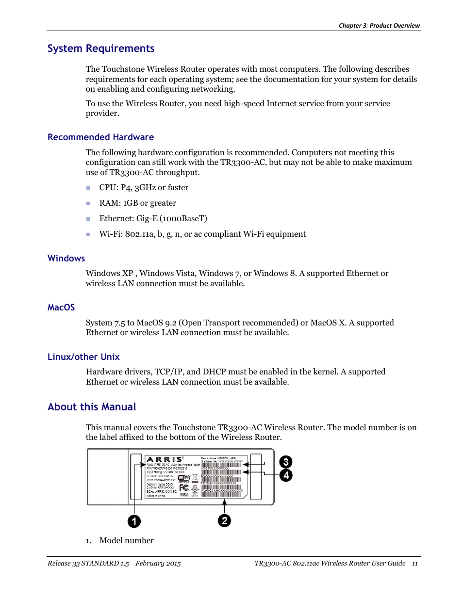 System requirements, About this manual | ARRIS TR3300-AC Users Guide User Manual | Page 11 / 64
