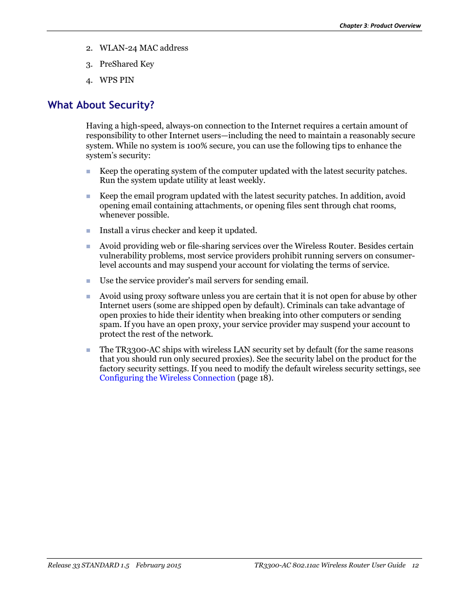 What about security | ARRIS TR3300-AC Users Guide User Manual | Page 12 / 64