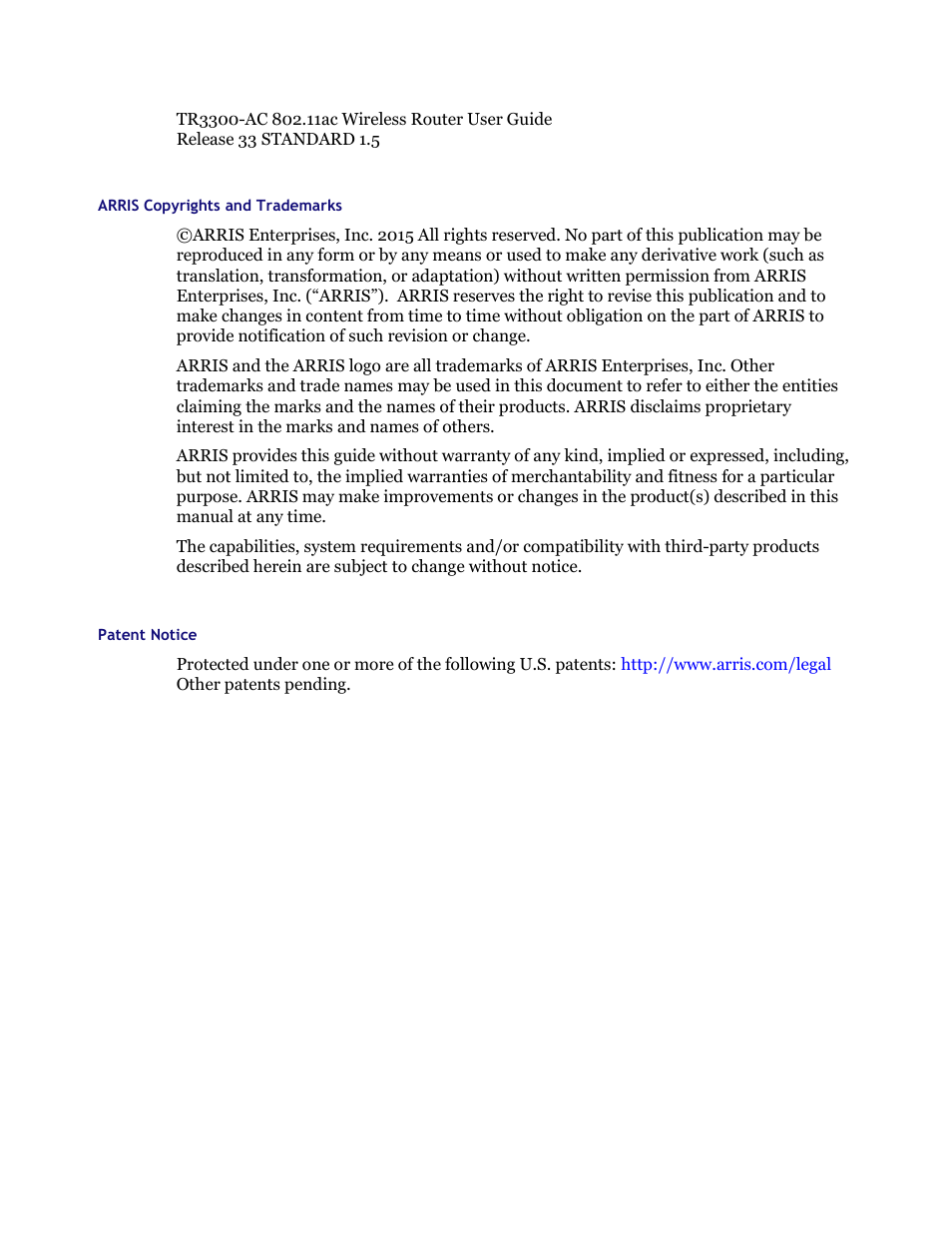 ARRIS TR3300-AC Users Guide User Manual | Page 2 / 64