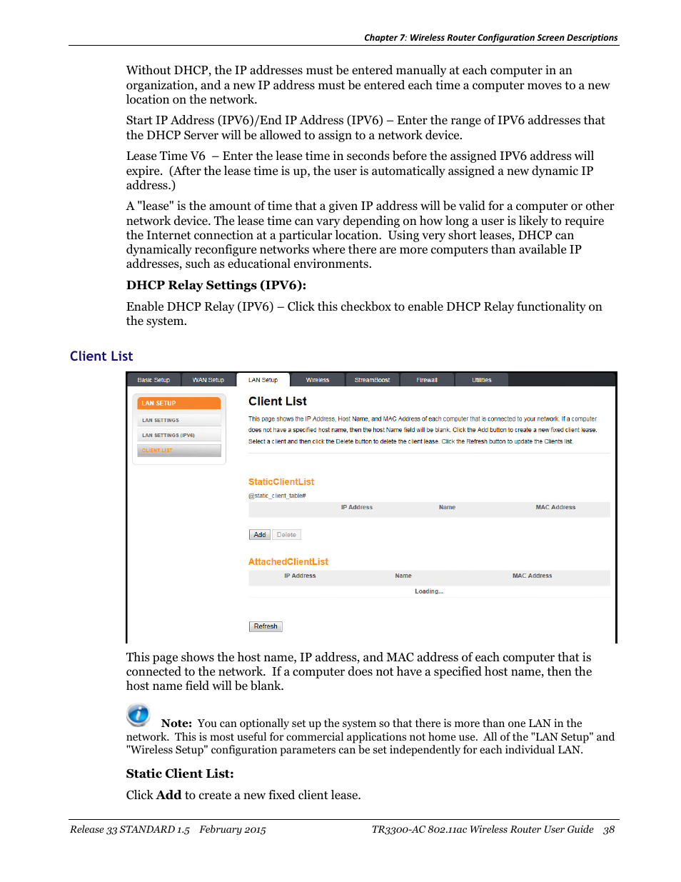 Client list | ARRIS TR3300-AC Users Guide User Manual | Page 38 / 64