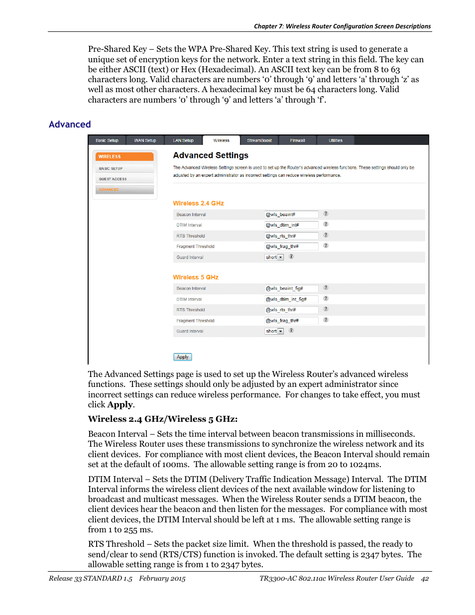 Advanced | ARRIS TR3300-AC Users Guide User Manual | Page 42 / 64