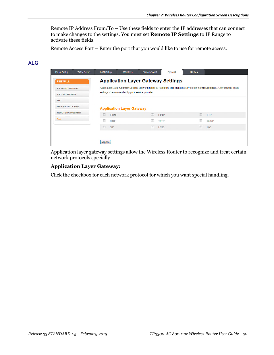 Alg50 | ARRIS TR3300-AC Users Guide User Manual | Page 50 / 64