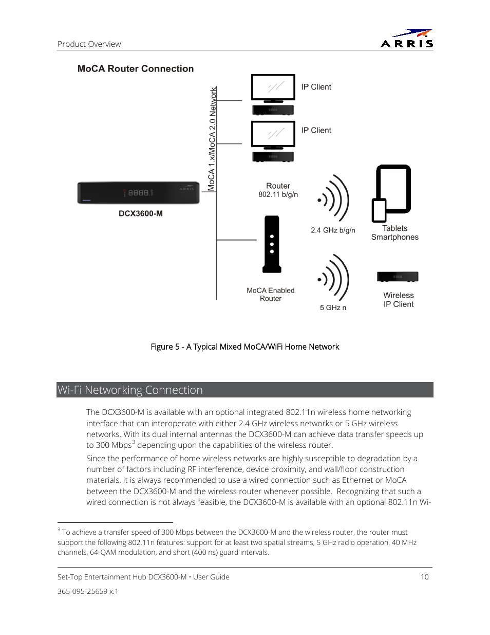 Wi-fi networking connection, Figure 5 - a typical mixed moca/wifi home network | ARRIS DCX3600 User Guide User Manual | Page 17 / 42