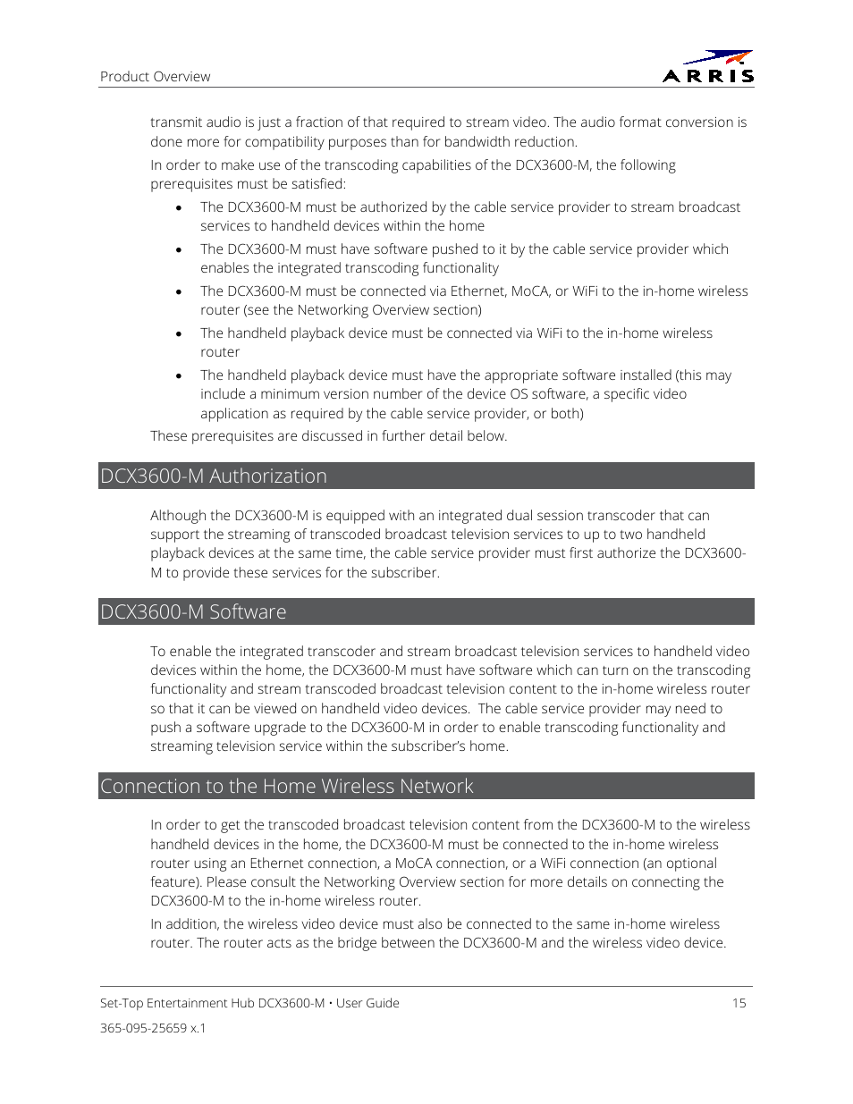 Dcx3600-m authorization, Dcx3600-m software, Connection to the home wireless network | ARRIS DCX3600 User Guide User Manual | Page 22 / 42