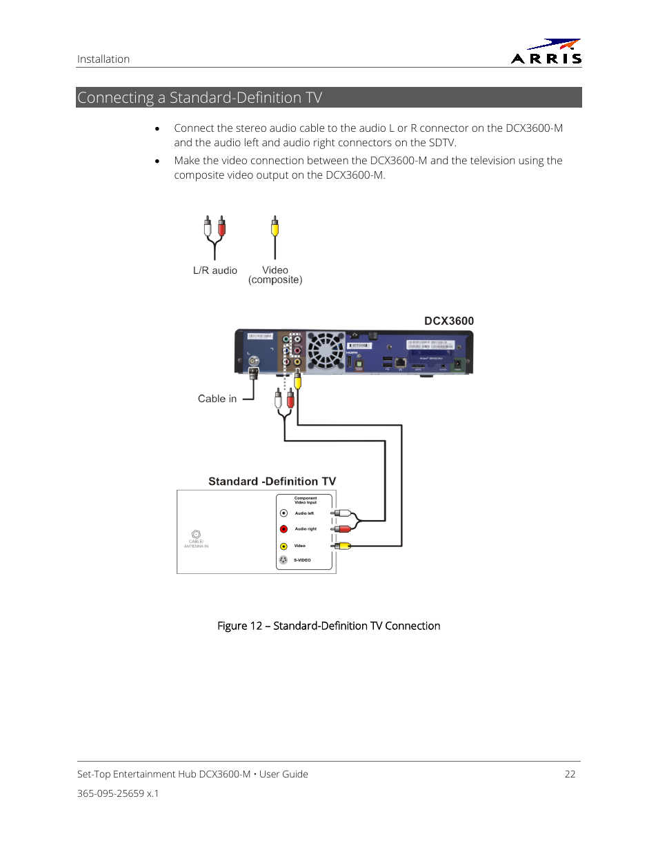 Connecting a standard-definition tv, Figure 12 – standard-definition tv connection | ARRIS DCX3600 User Guide User Manual | Page 29 / 42