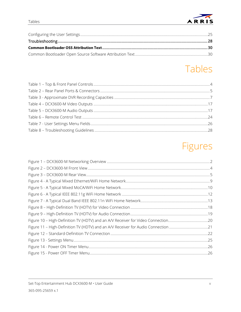 Tables, Figures | ARRIS DCX3600 User Guide User Manual | Page 7 / 42