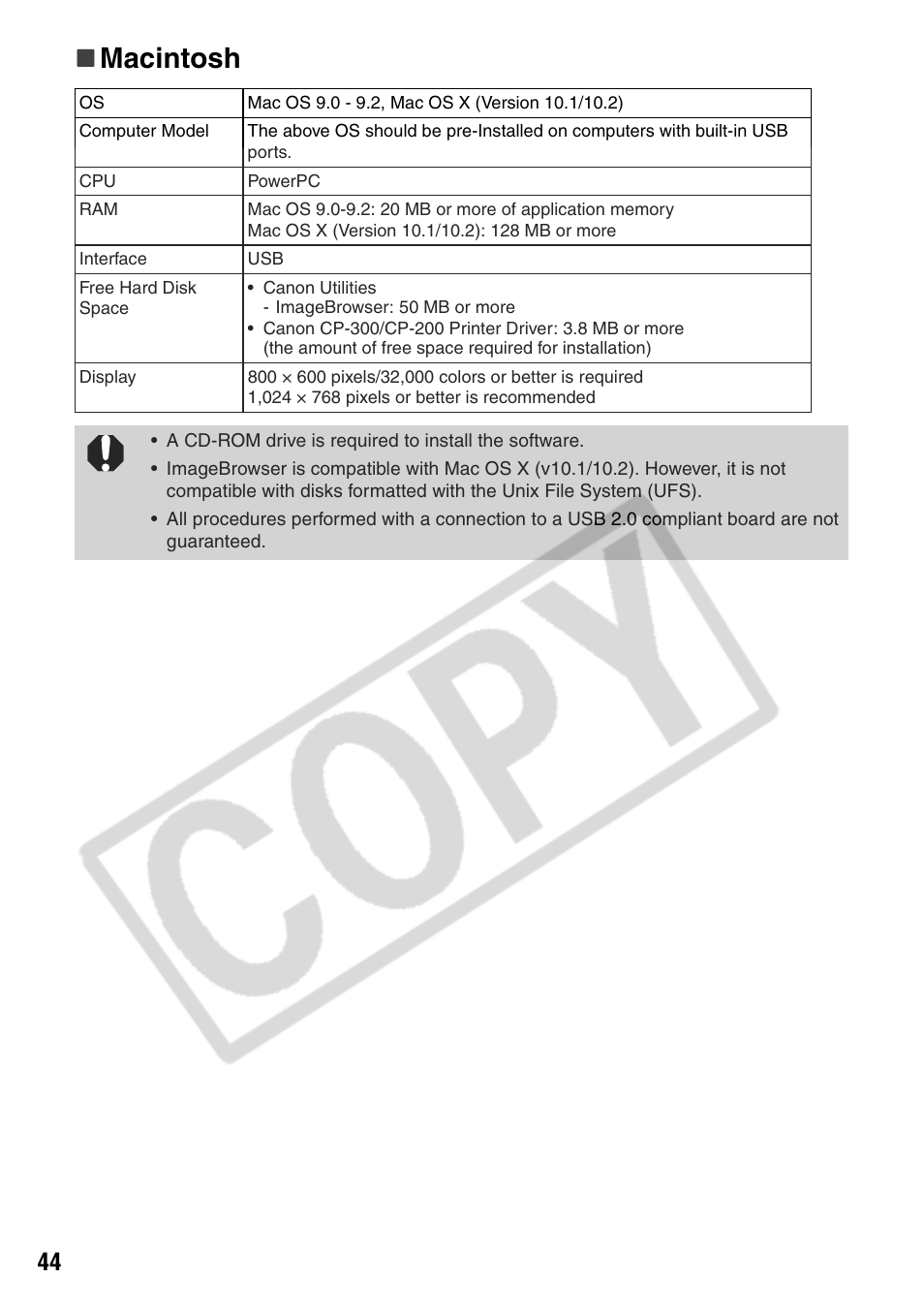 Macintosh | Canon CP200 User Manual | Page 45 / 53