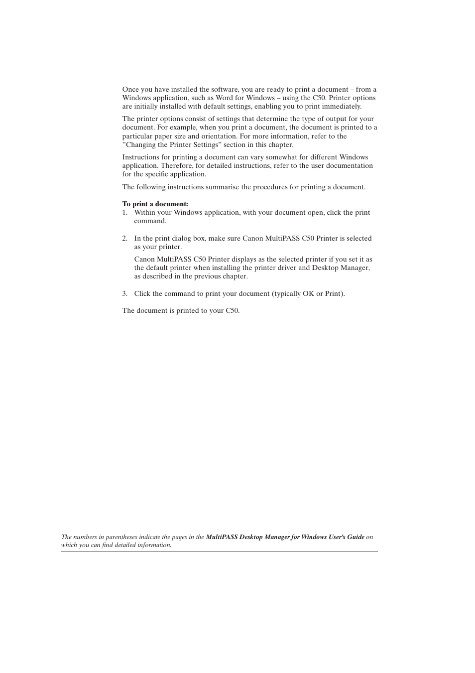 Printing a document (3-2) | Canon C50 User Manual | Page 32 / 48
