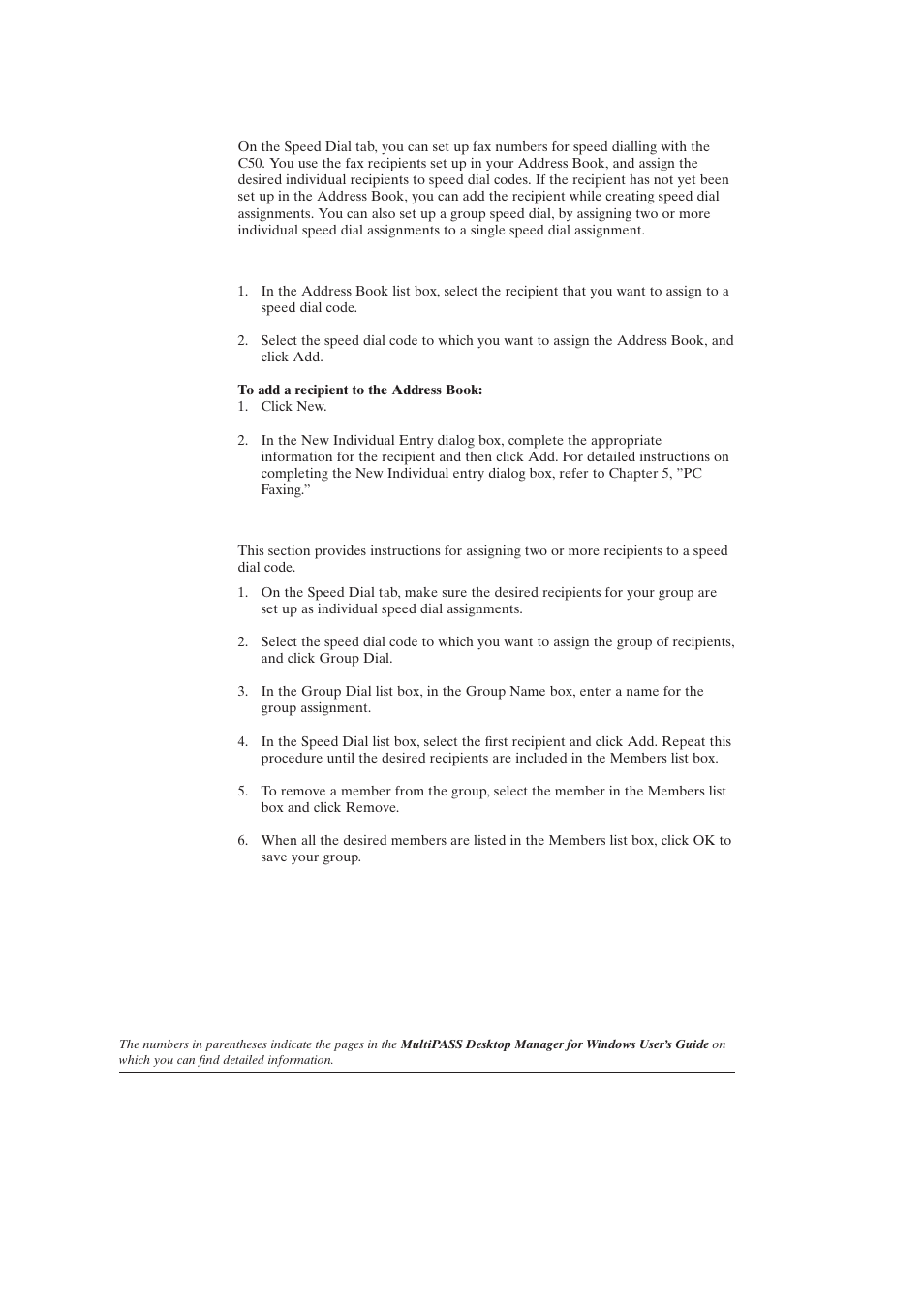 Setting up speed dial assignments (8-15), Defining a group speed dial code | Canon C50 User Manual | Page 35 / 48