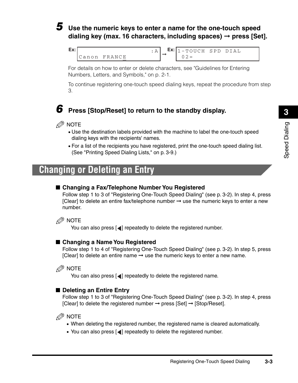 Changing or deleting an entry | Canon MF5550 User Manual | Page 31 / 98