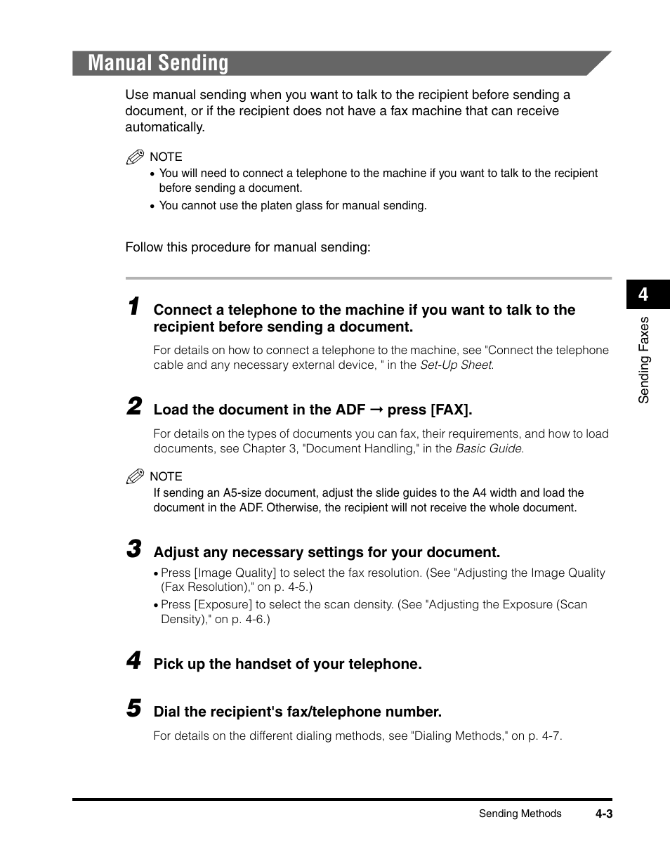 Manual sending | Canon MF5550 User Manual | Page 41 / 98