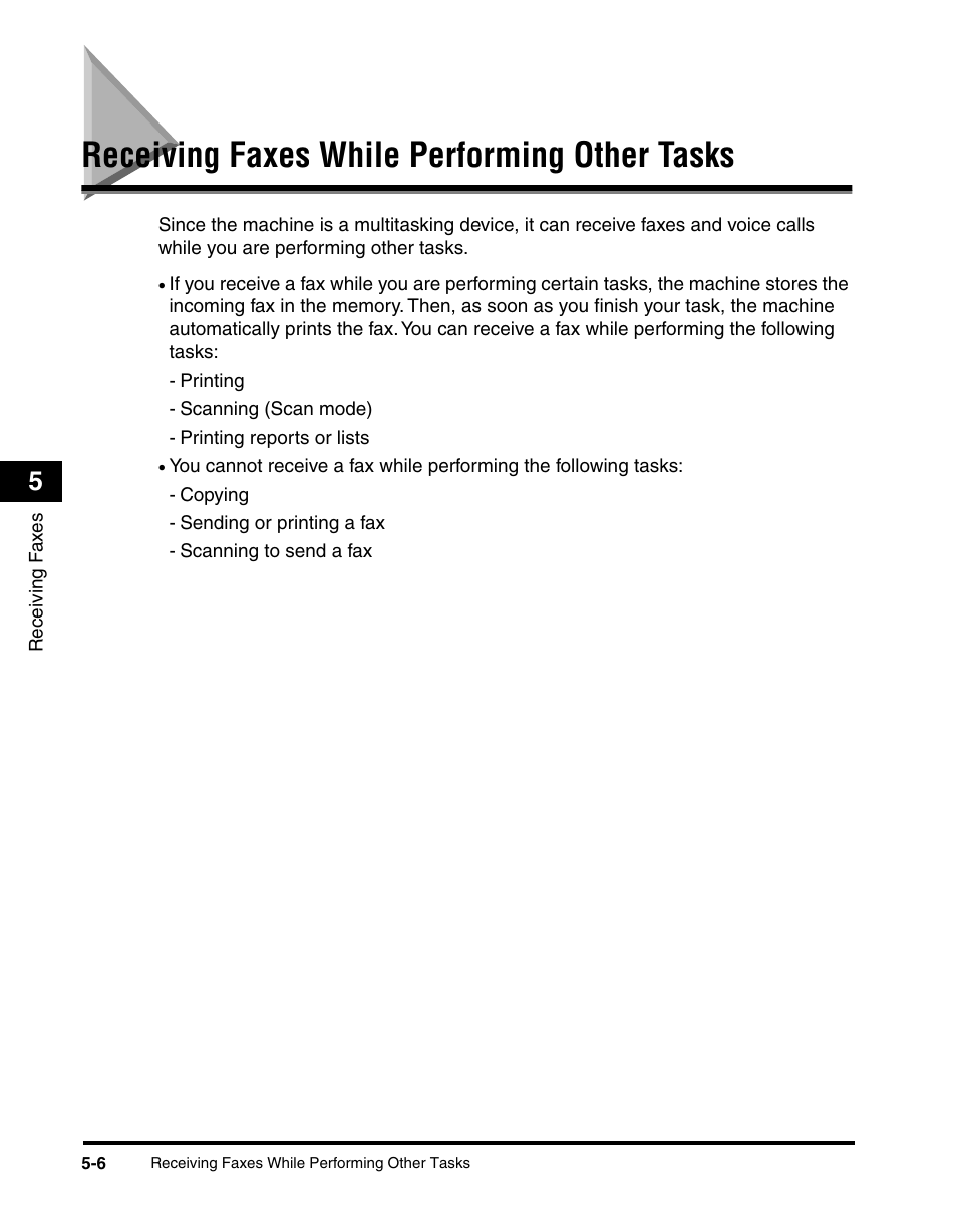Receiving faxes while performing other tasks | Canon MF5550 User Manual | Page 60 / 98