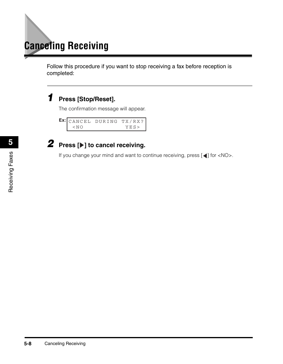 Canceling receiving | Canon MF5550 User Manual | Page 62 / 98