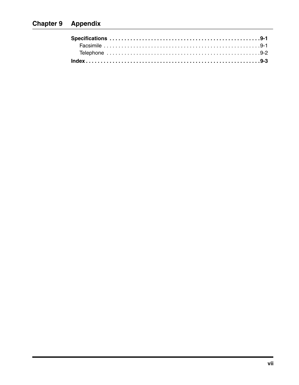 Specifications 9-1, Index 9-3 | Canon MF5550 User Manual | Page 9 / 98