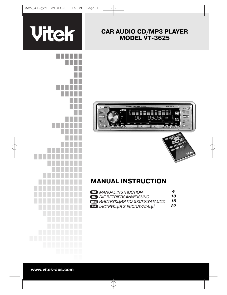Vitek VT-3625 User Manual | 28 pages