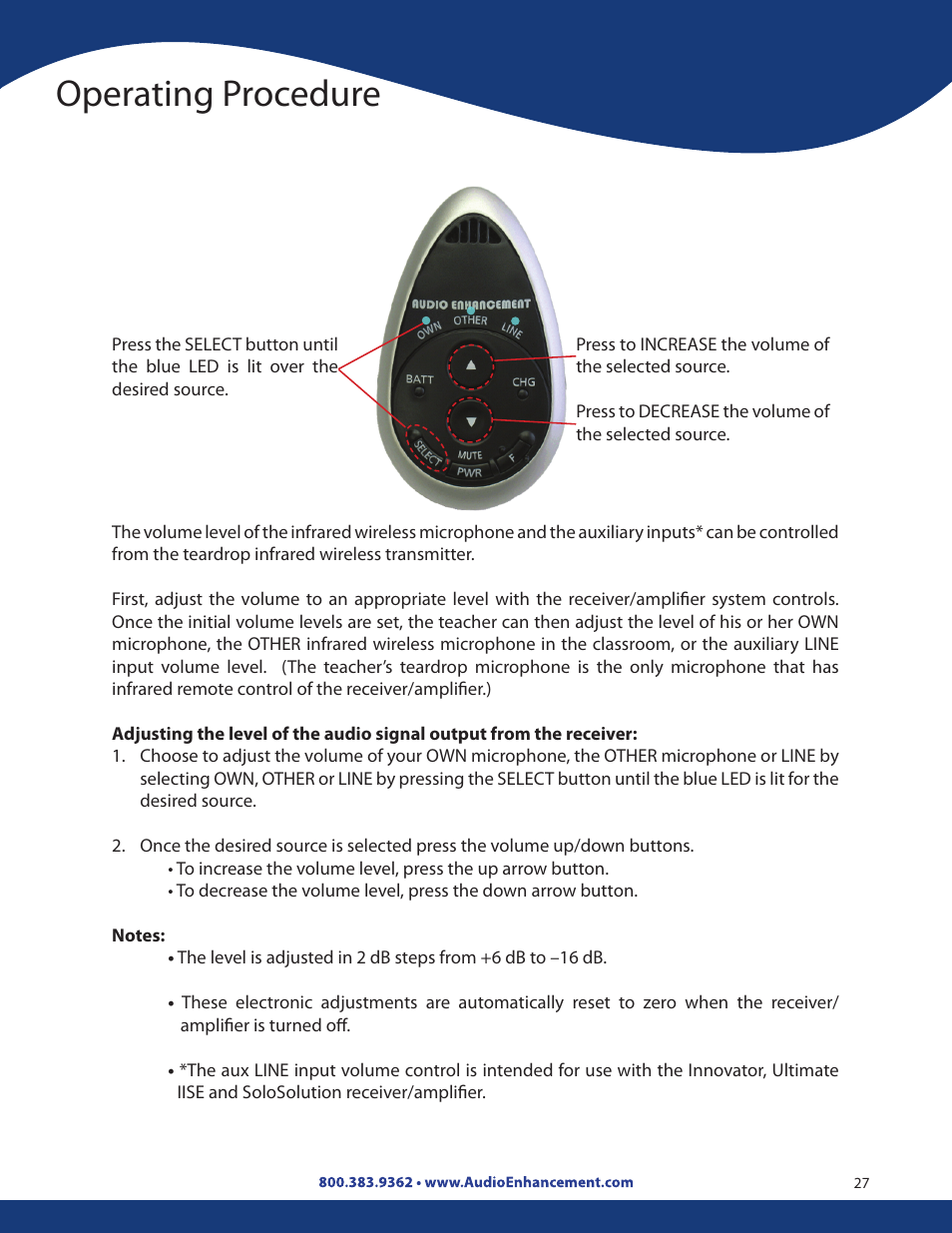 Operating procedure | Audio Enhancement Product Manual User Manual | Page 27 / 59