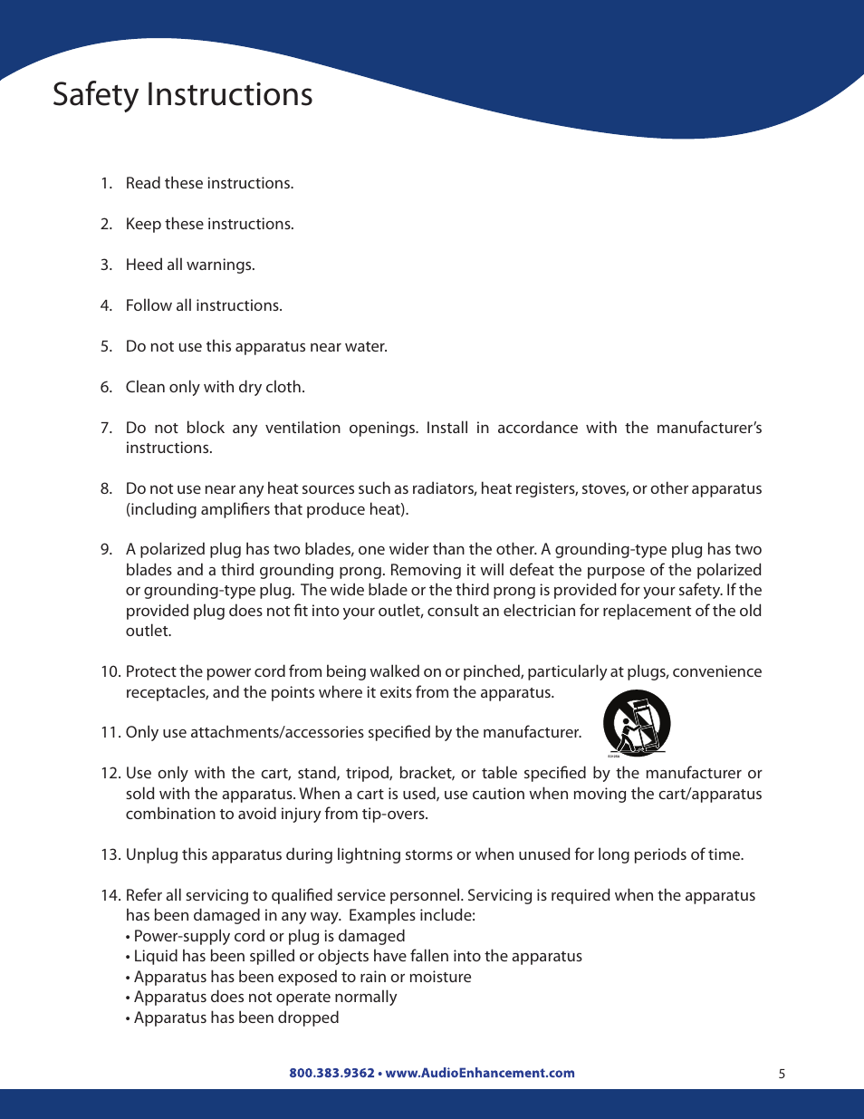 Safety instructions | Audio Enhancement Product Manual User Manual | Page 5 / 59